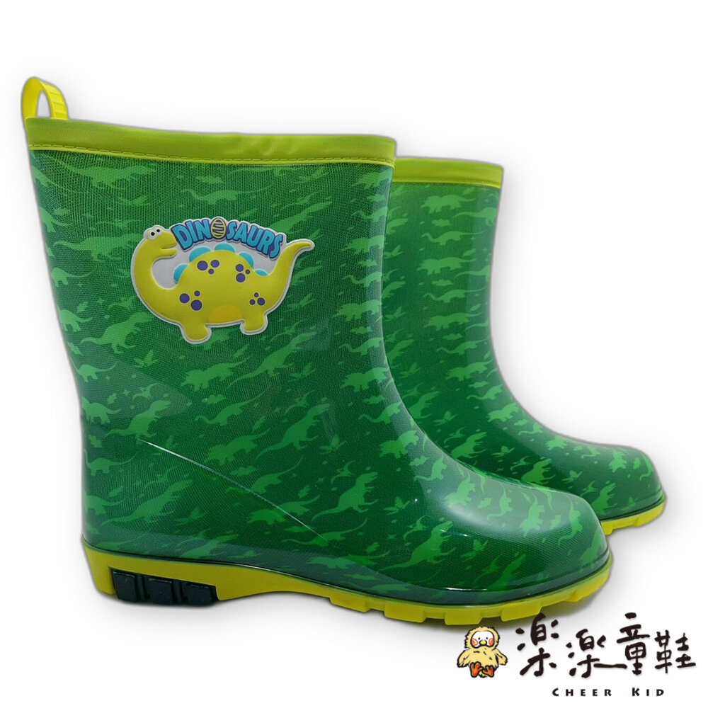 A023-恐龍圖案防水雨鞋-綠色