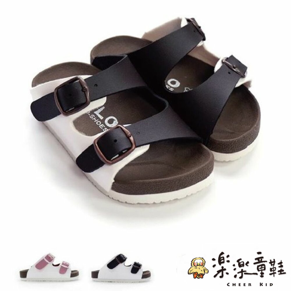 C007-台灣製跳色小方扣拖鞋-咖啡色