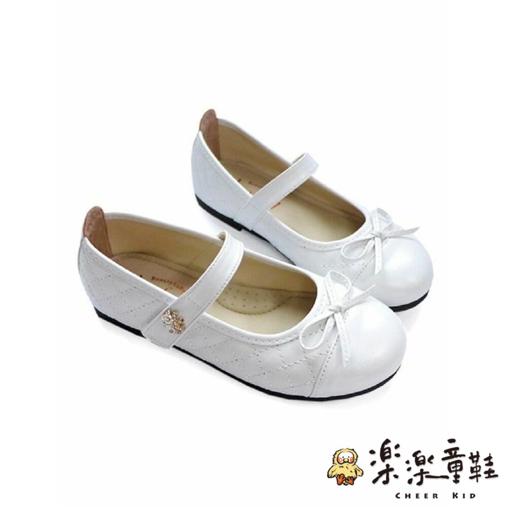 C009-1-台灣製菱格鑽花公主鞋-白色