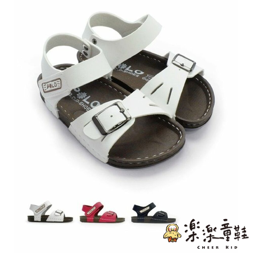 C015-1-台灣製金屬釦帶涼鞋-白色