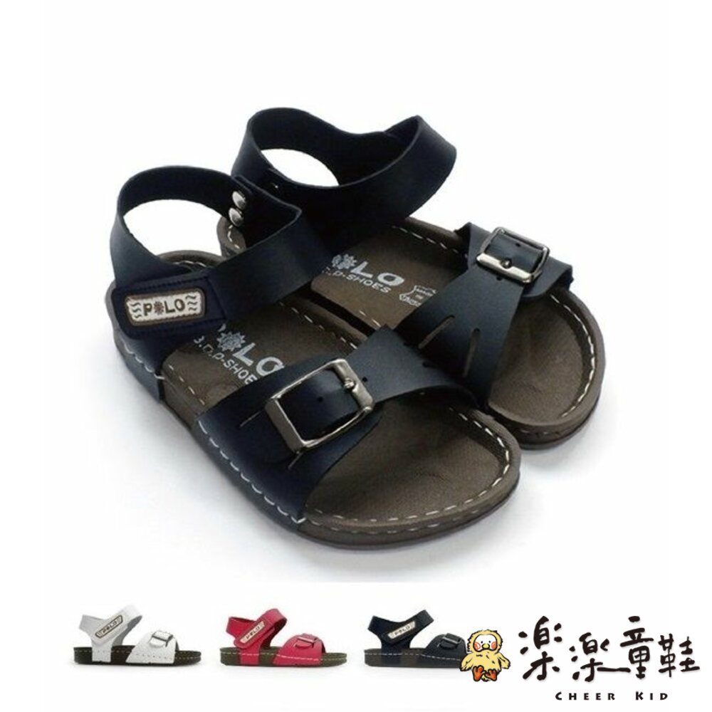 C015-台灣製金屬釦帶涼鞋-黑色