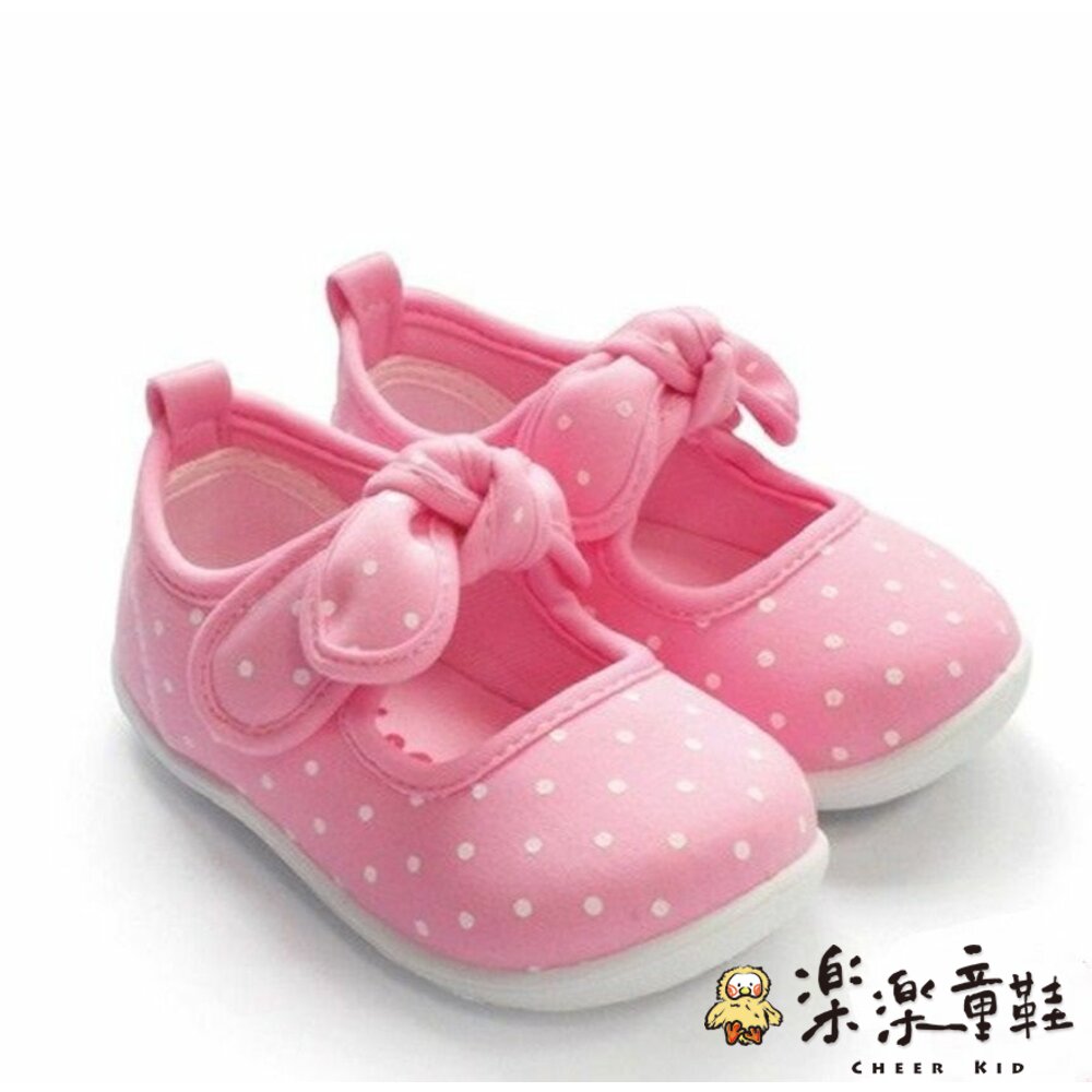 C021-1-台灣製點點蝴蝶結娃娃鞋-粉
