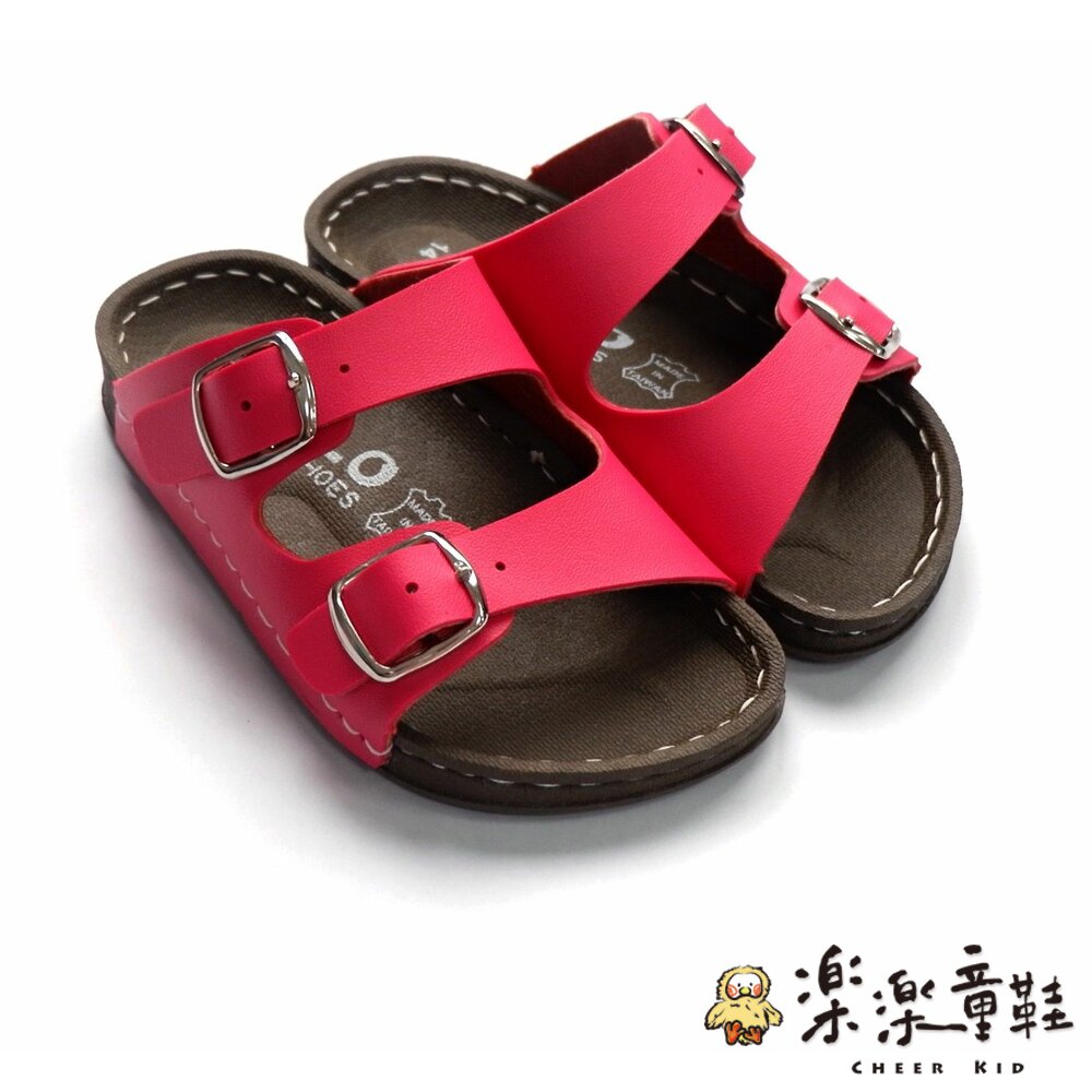 C024-3-台灣製金扣雙帶拖鞋-桃紅