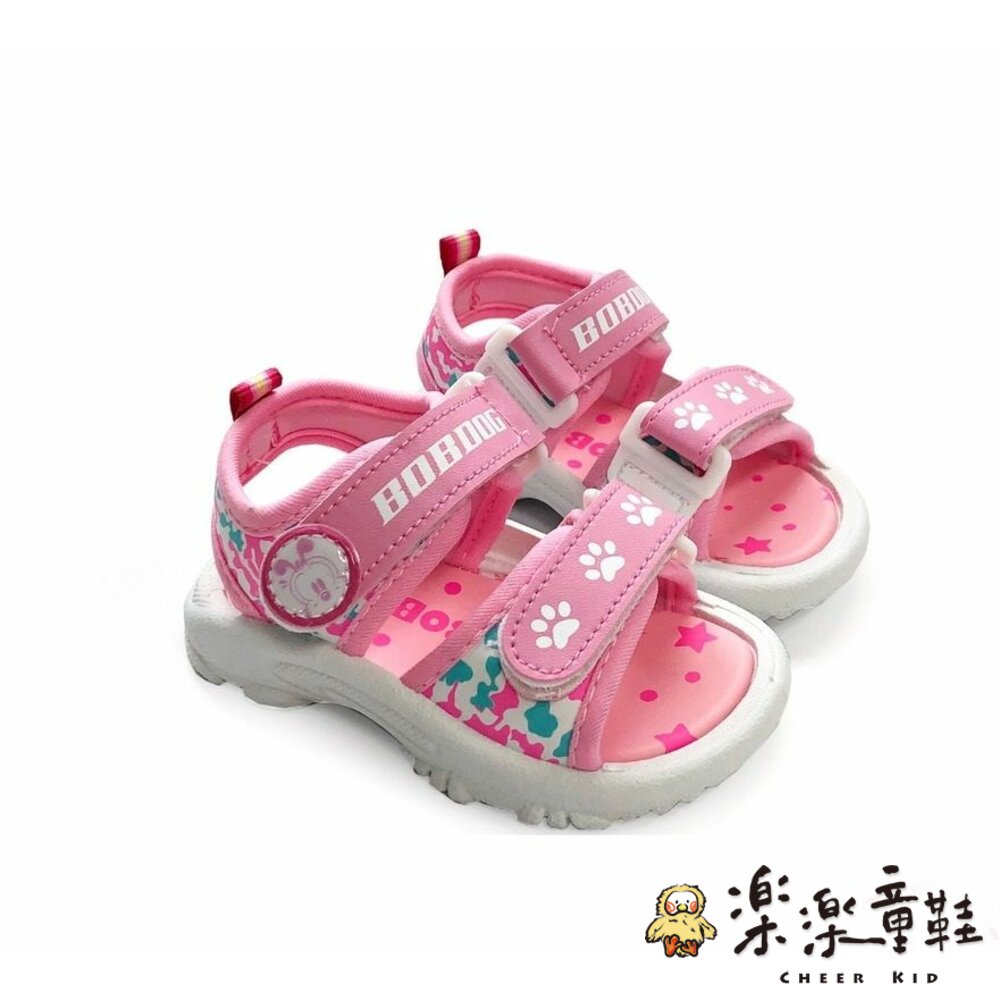 C029-1-台灣製迷彩兒童涼鞋-粉