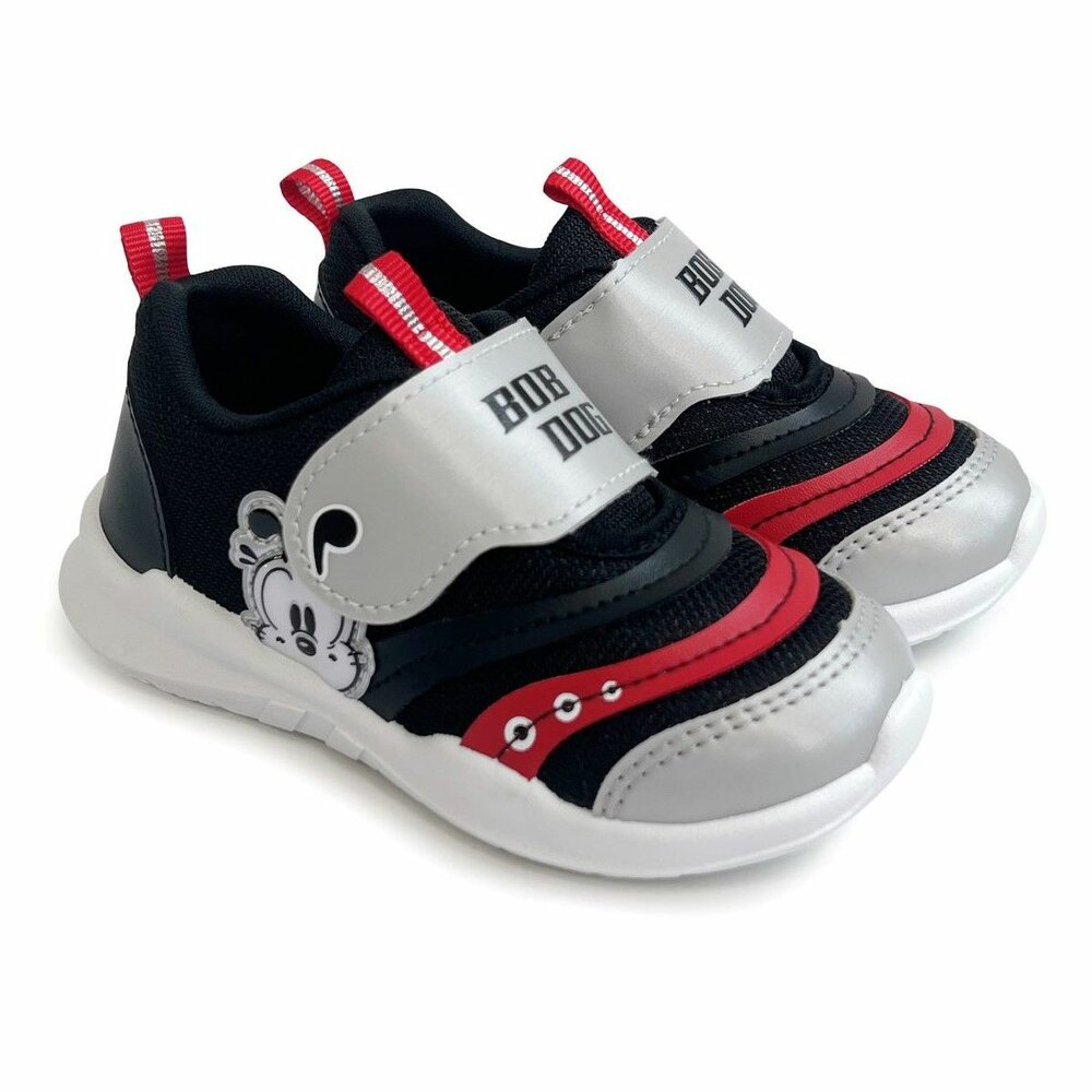 C116-2-台灣製巴布豆撞色弧線運動鞋-黑色