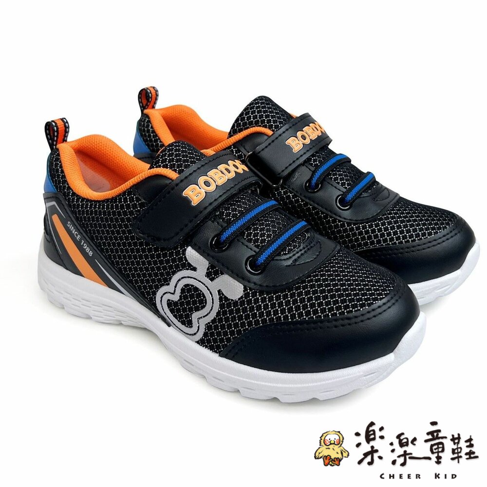 C119-1-台灣製巴布豆透氣網布運動鞋-黑橘