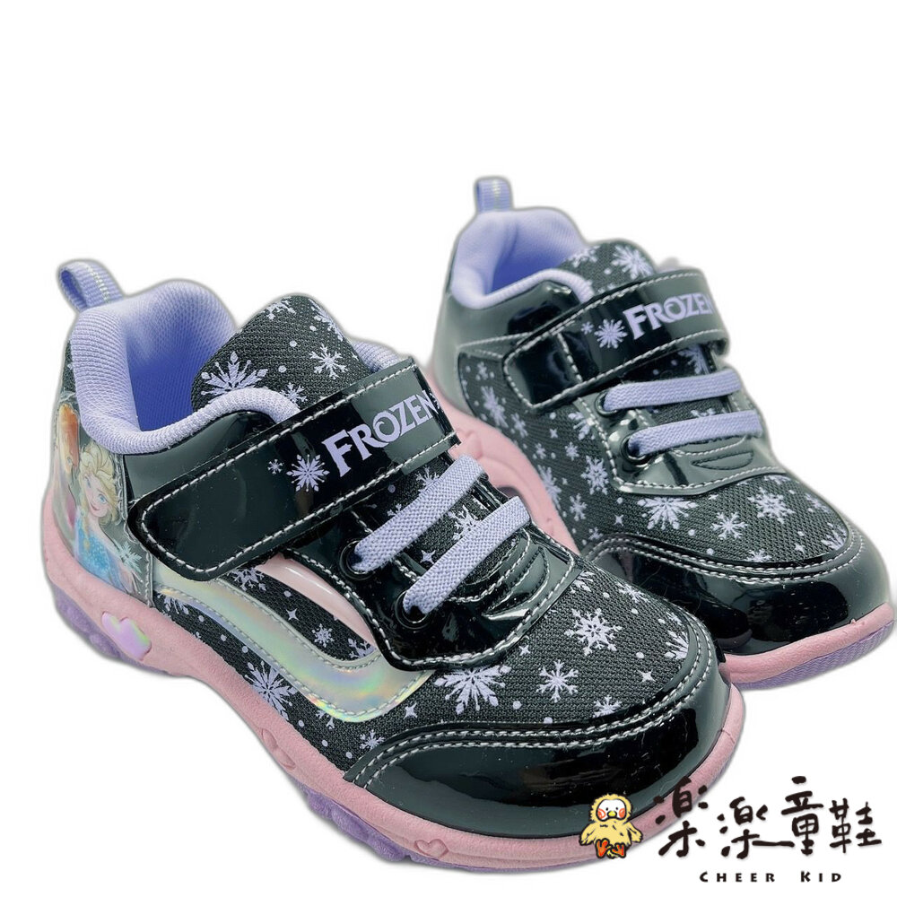 F101-台灣製冰雪奇緣運動燈鞋-黑紫色