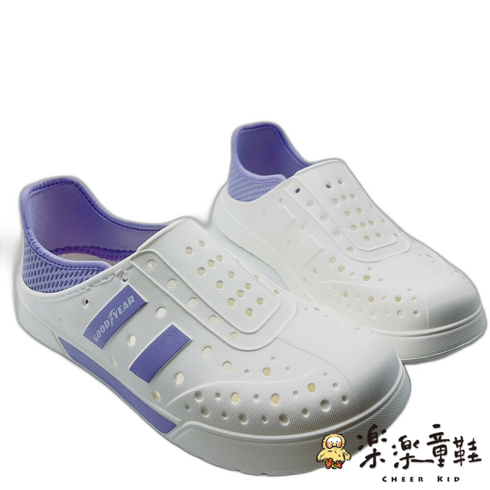 G035-台灣製GOODYEAR輕量洞洞鞋-白紫色 另有藍色