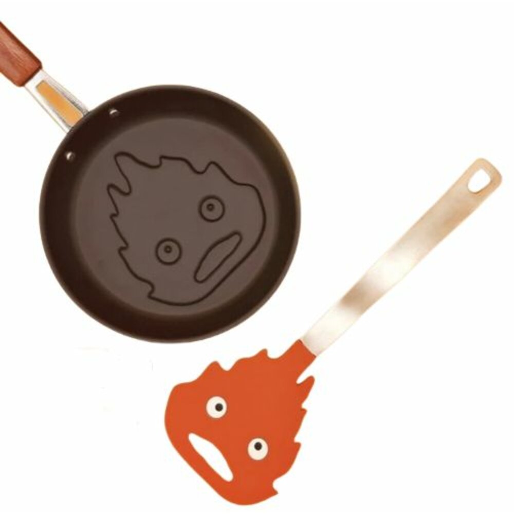 J035-全新日本進口卡西法平底鍋煎鍋鍋鏟可愛的火焰惡魔 宮崎駿  霍爾的移動城堡(含鍋子和鍋鏟)