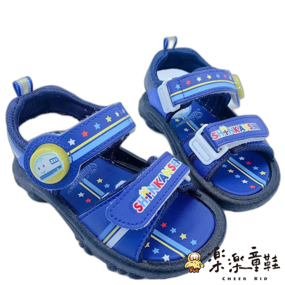 K005-1-【出清不退不換】台灣製三麗鷗新幹線電燈涼鞋-深藍
