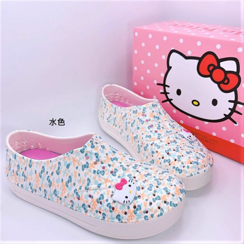 台灣製Hello Kitty洞洞鞋-白綠
