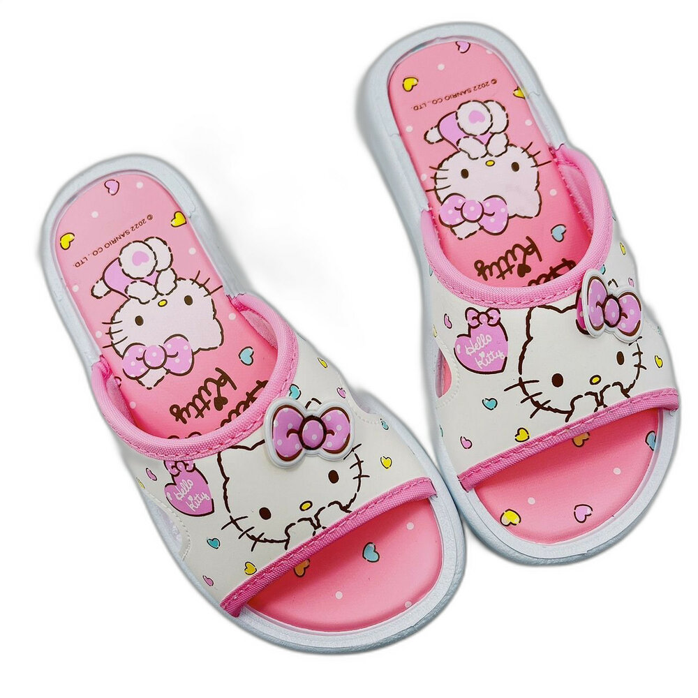 K043-3-(出清不退不換)台灣製Hello Kitty拖鞋-白色
