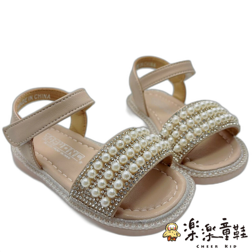 K051-1-甜美珍珠涼鞋--芋粉