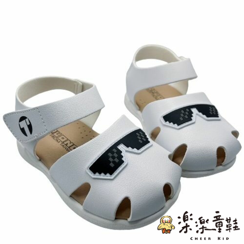 K061-1-台灣製眼鏡造型學步涼鞋-白色