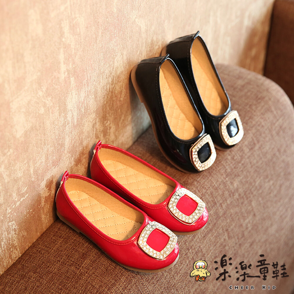 S254-韓版方扣水鑽氣質皮鞋