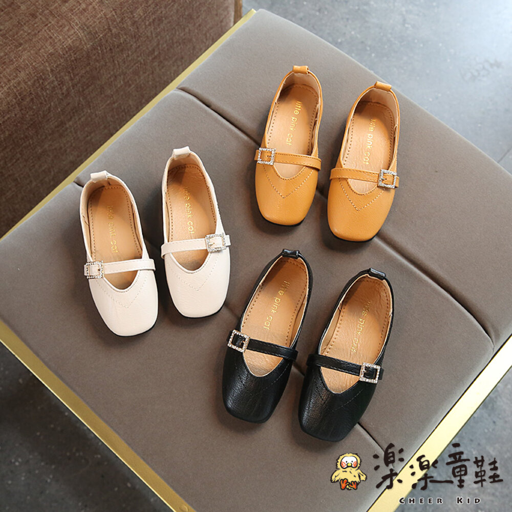 S550-1-韓版甜美水鑽復古娃娃鞋(大童)