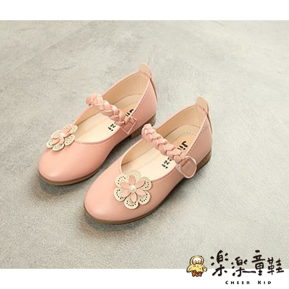 S689-韓版編織鞋帶氣質皮鞋(中童)